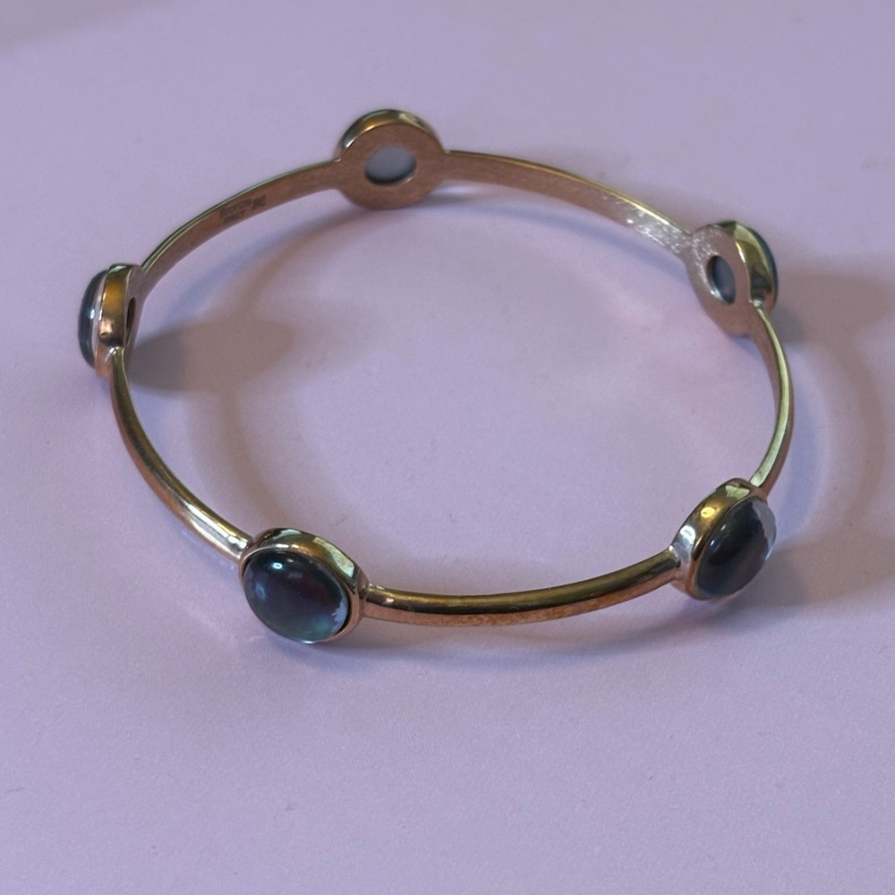 Honora MOP doublet bronze station bangle bracelet.